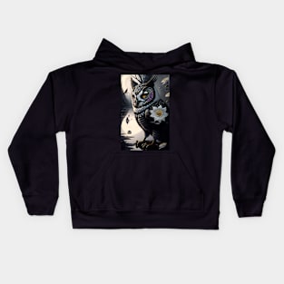 Black Rosette Owl Kids Hoodie